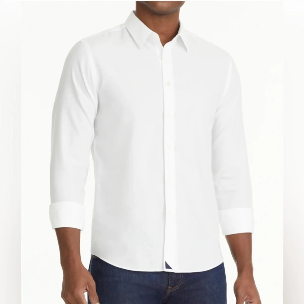 UntuckIt white Las Cases wrinkle free slim fit button down shirt size L_2